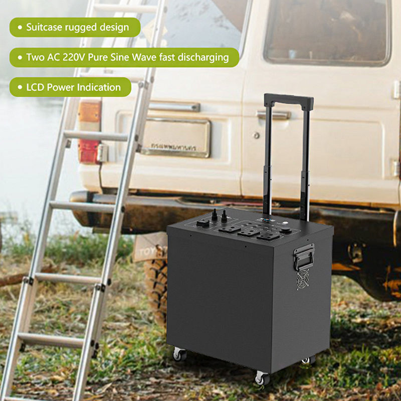 Draagbare zonne-energiegenerator voor camping, 2500Wh Lifepo4 Draagbare elektriciteitscentrale
